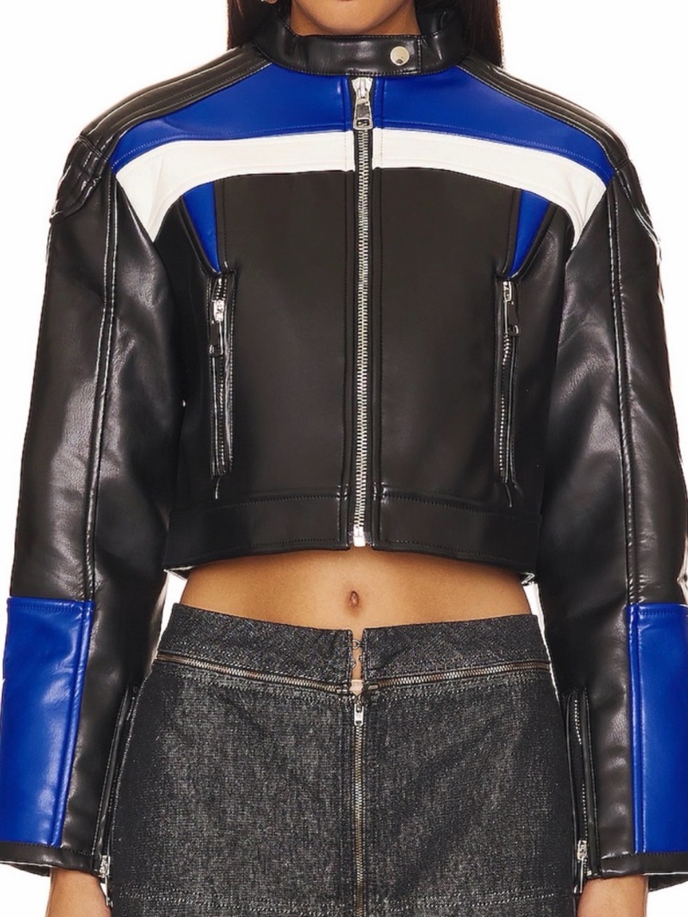 Lioness Black and Blue Biker Jacket